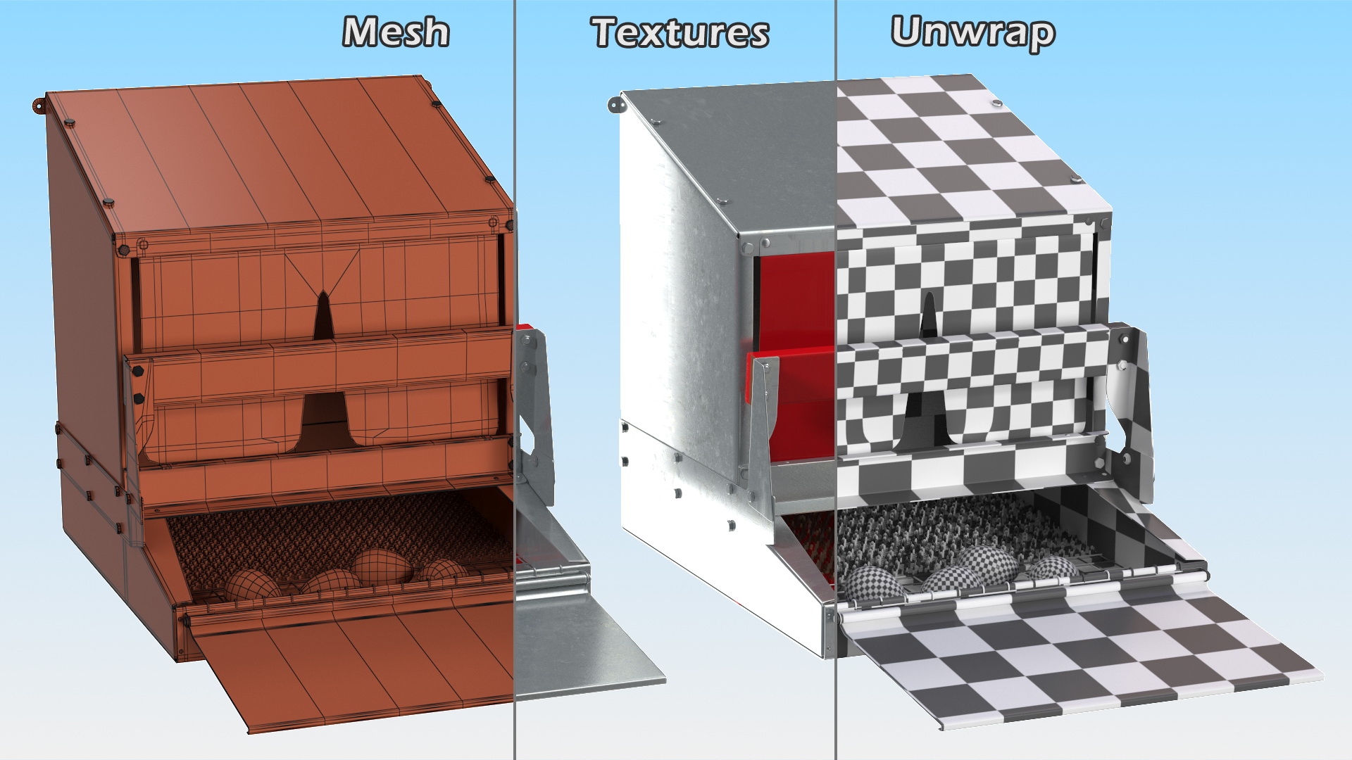 Small Reversible Rollaway Nest Box with Eggs 3D model