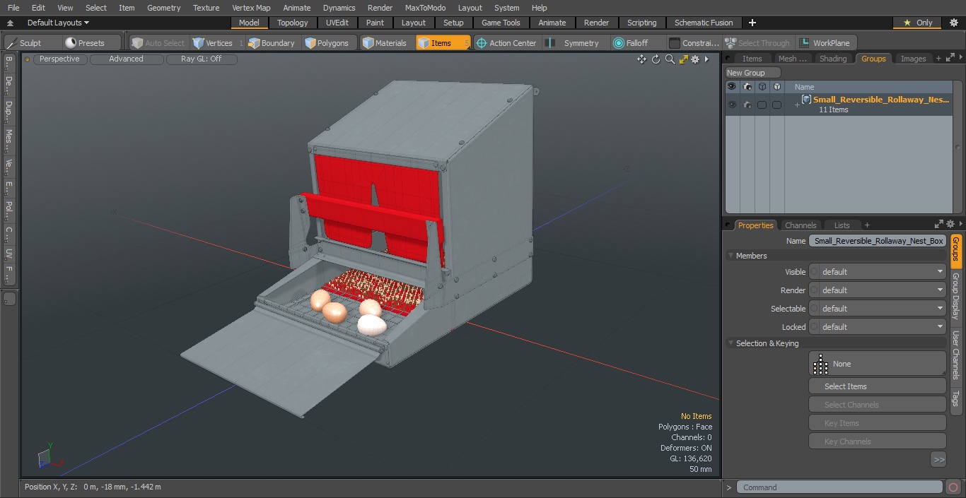 Small Reversible Rollaway Nest Box with Eggs 3D model