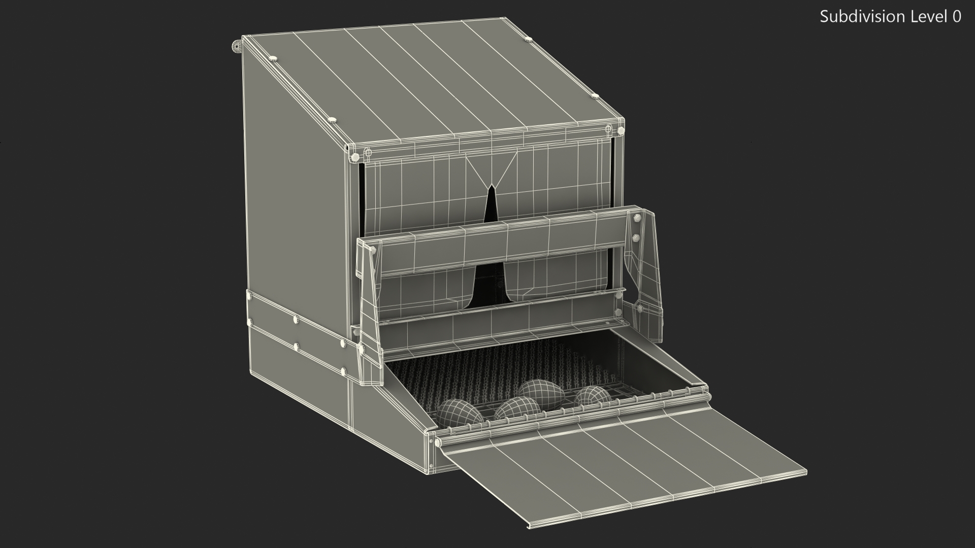 Small Reversible Rollaway Nest Box with Eggs 3D model