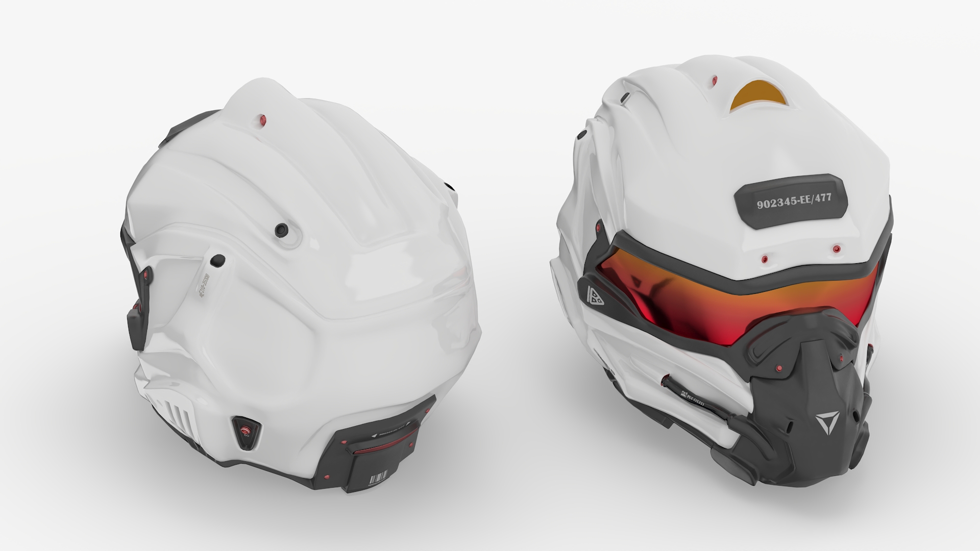 Futuristic Storage Crate with Sci-Fi Helmets 3D model