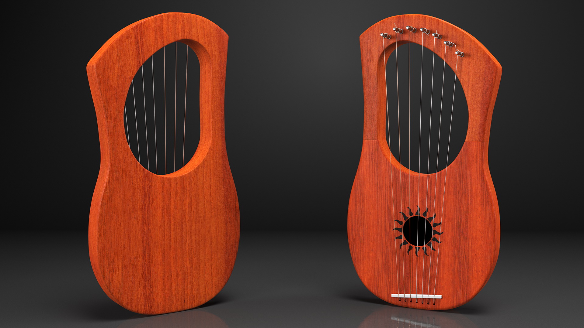 Ancient Greece Style Lyre Harp Mahogany 3D model