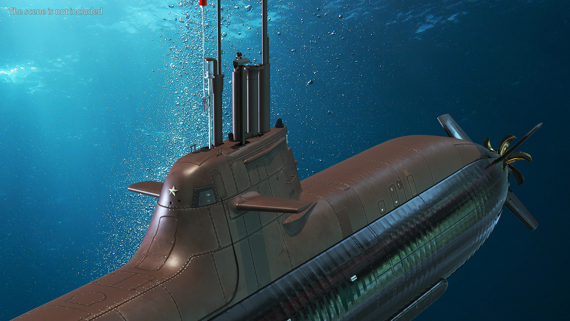 3D Diesel Submarine HDW Class 212A Half Wet Rigged for Maya