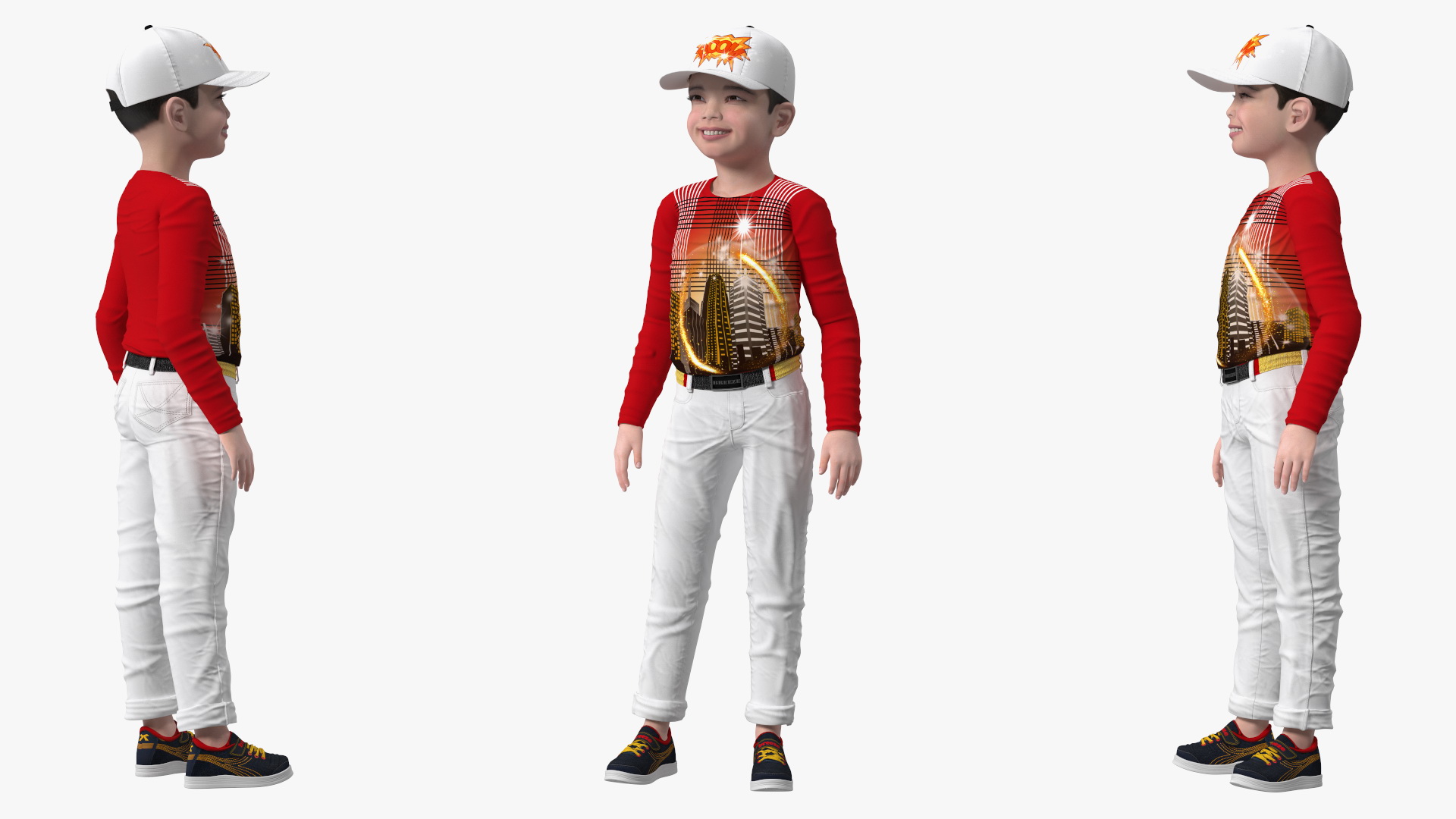 3D Asian Child Boy Street Style model