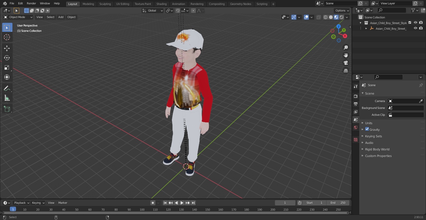 3D Asian Child Boy Street Style model