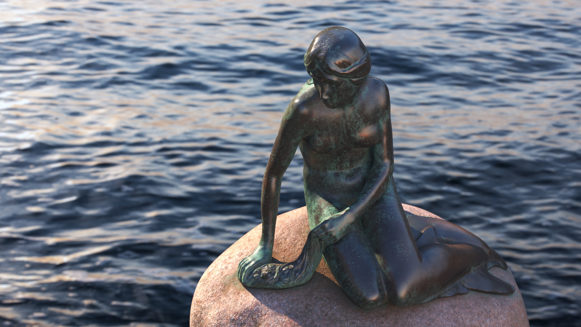 The Little Mermaid Statue Old 3D model