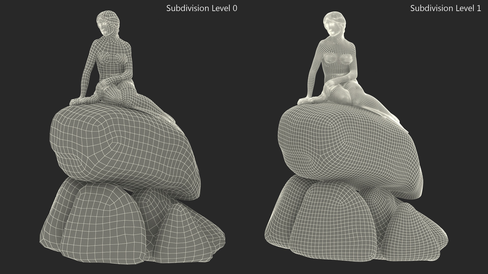 The Little Mermaid Statue Old 3D model