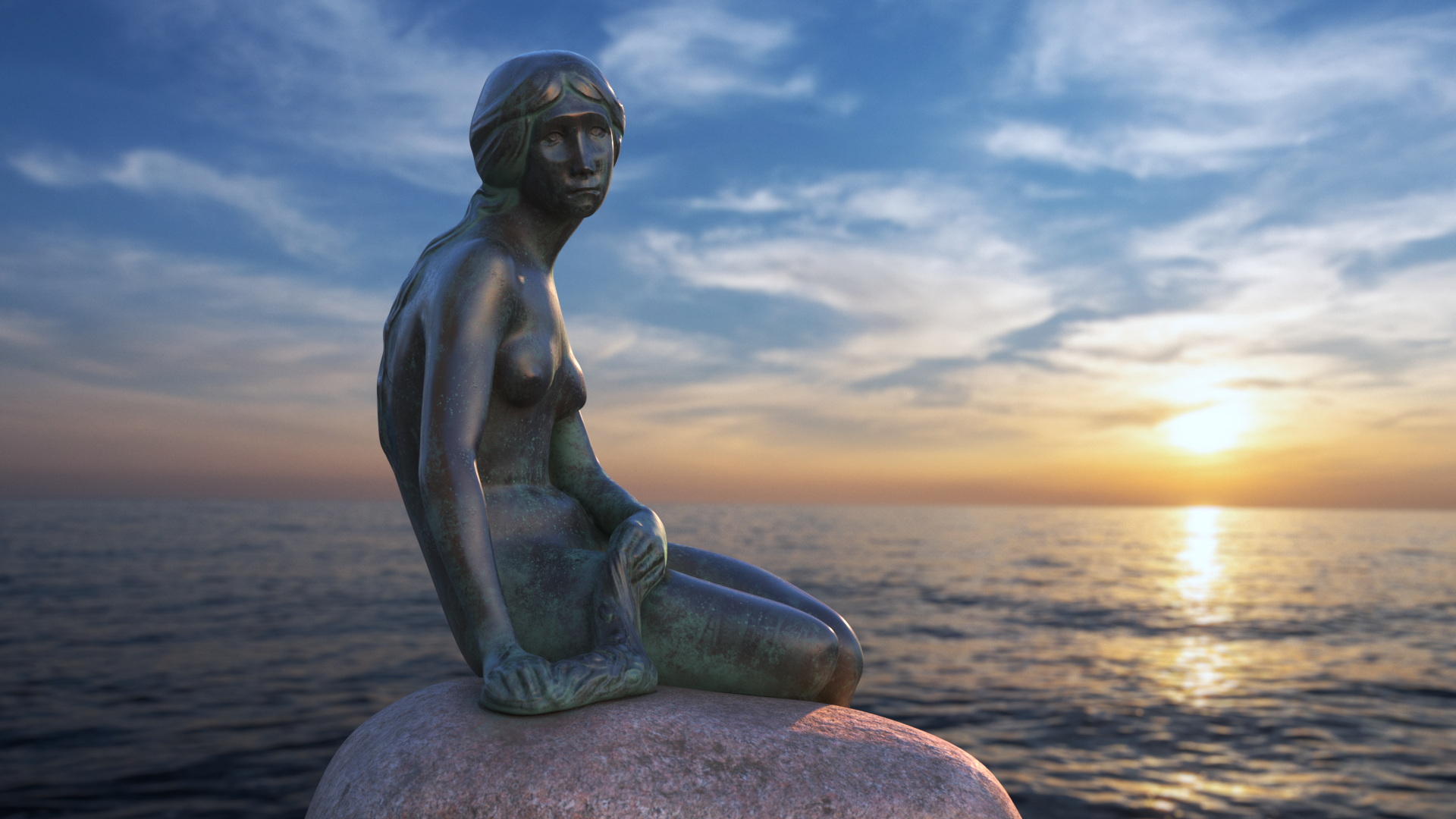 The Little Mermaid Statue Old 3D model