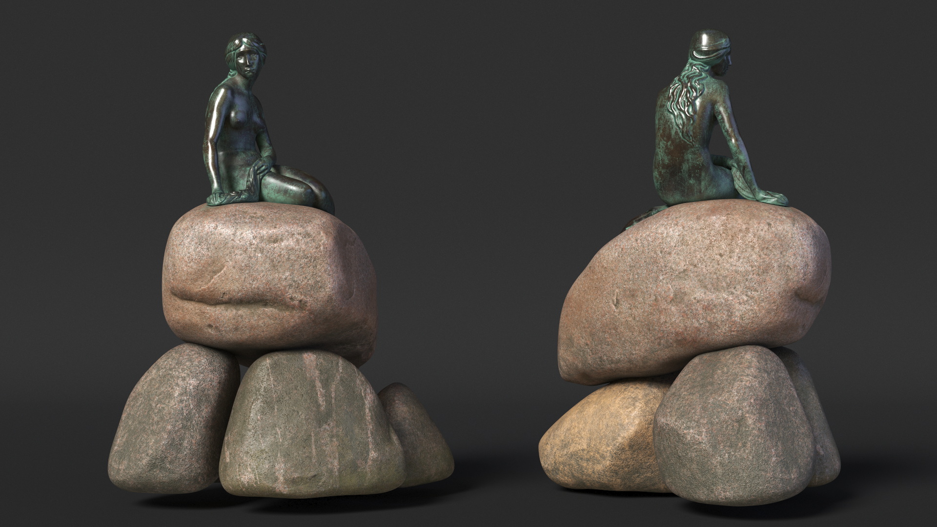 The Little Mermaid Statue Old 3D model