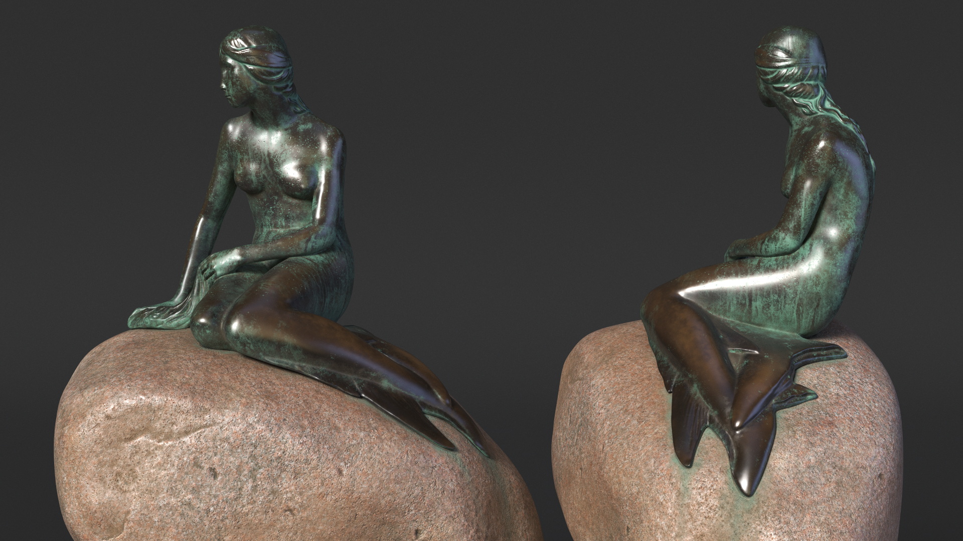 The Little Mermaid Statue Old 3D model