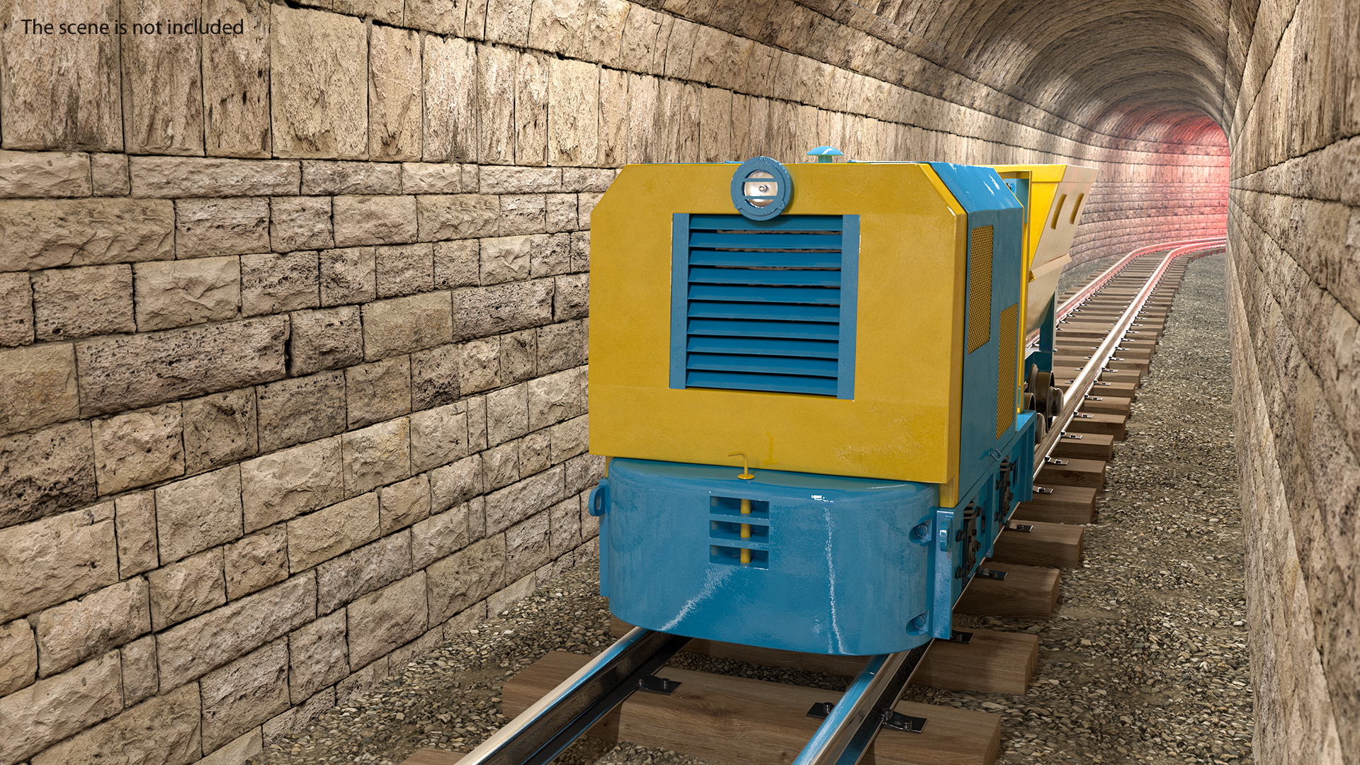 3D model Mining Locomotive with Minecart on Railway Section