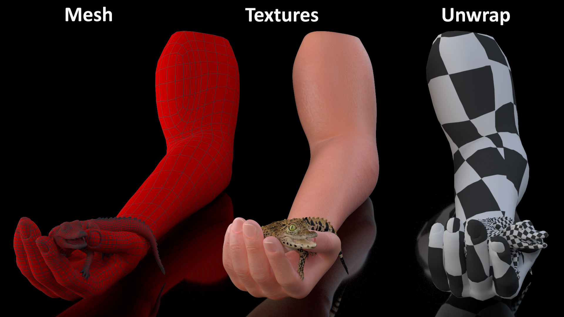 3D Baby Crocodile Man Hand model