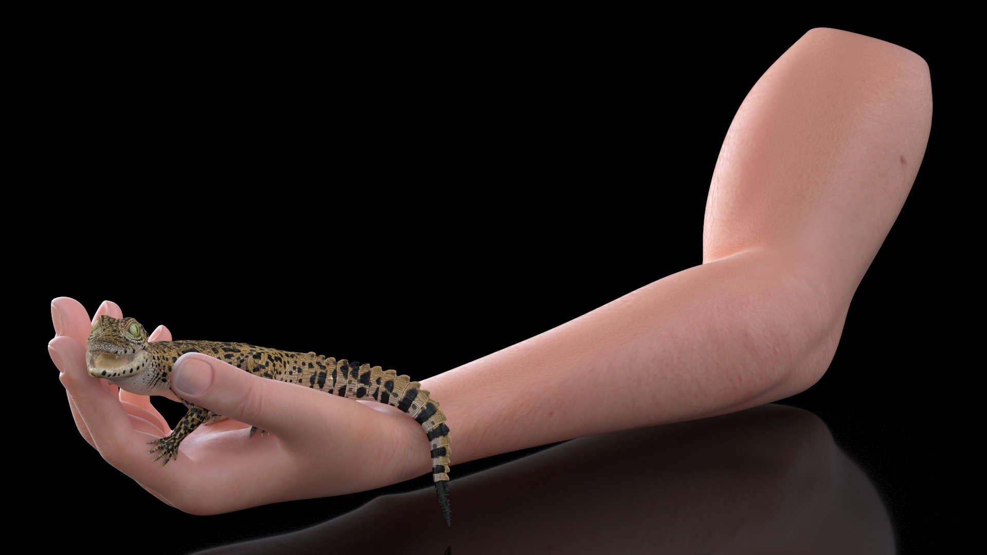 3D Baby Crocodile Man Hand model