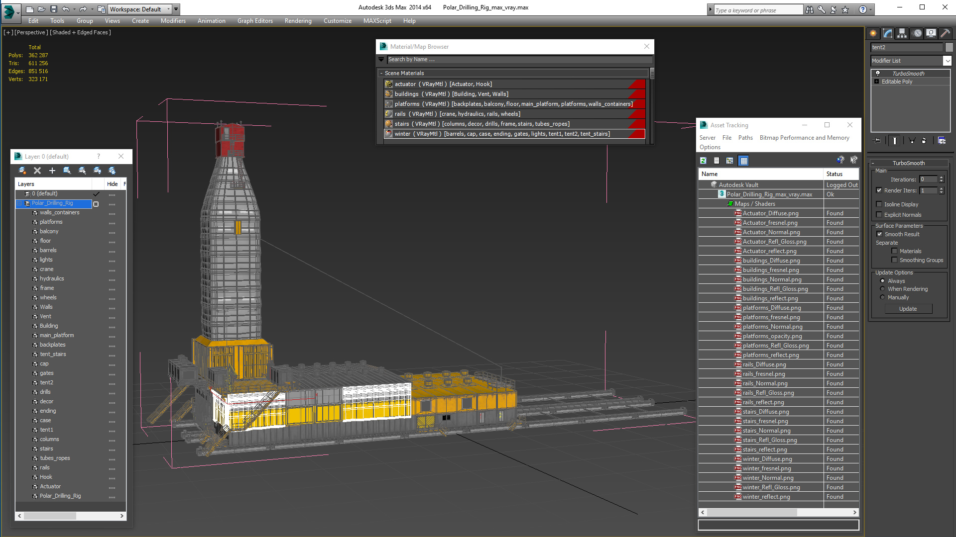 3D Polar Drilling Rig model