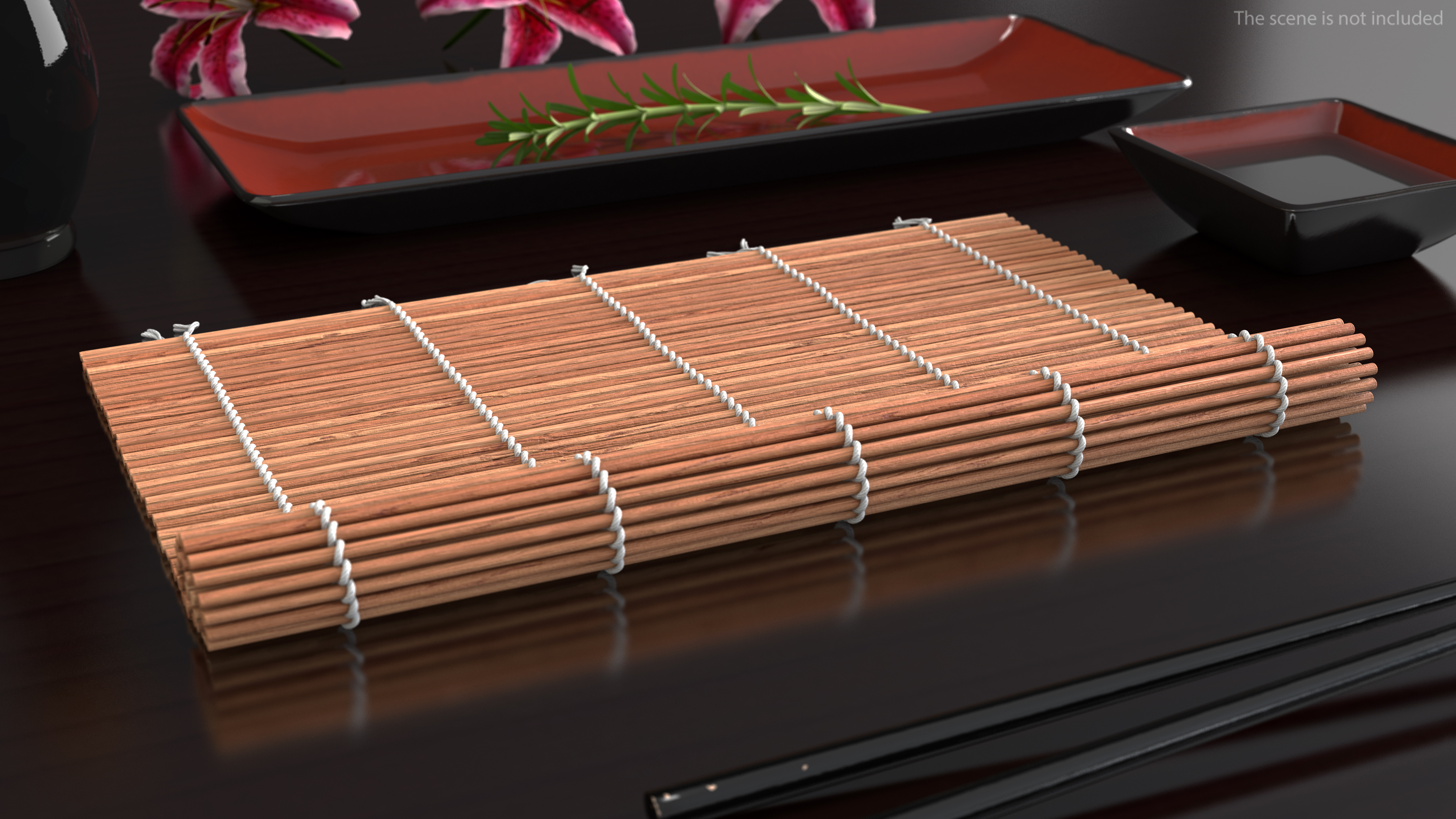 3D Bamboo Sushi Mat Half Rolled model