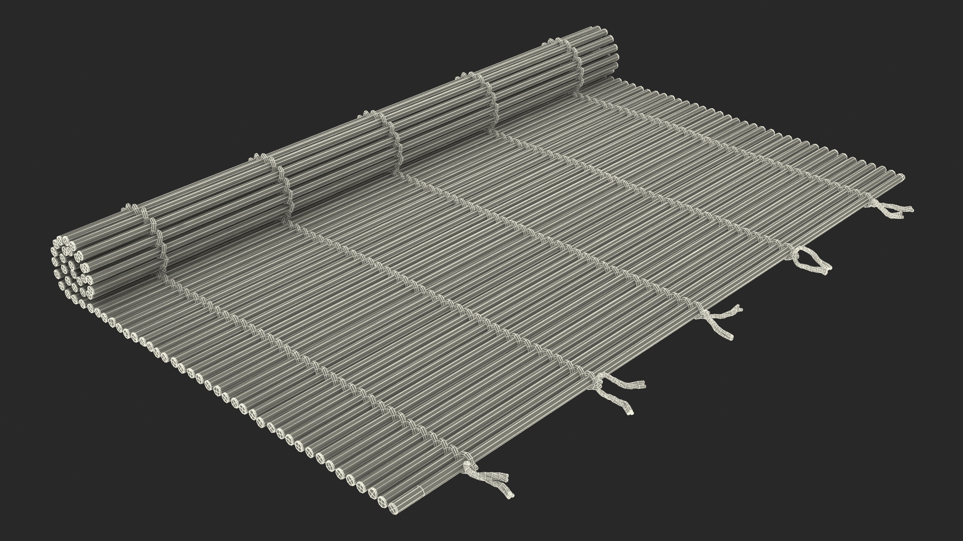 3D Bamboo Sushi Mat Half Rolled model