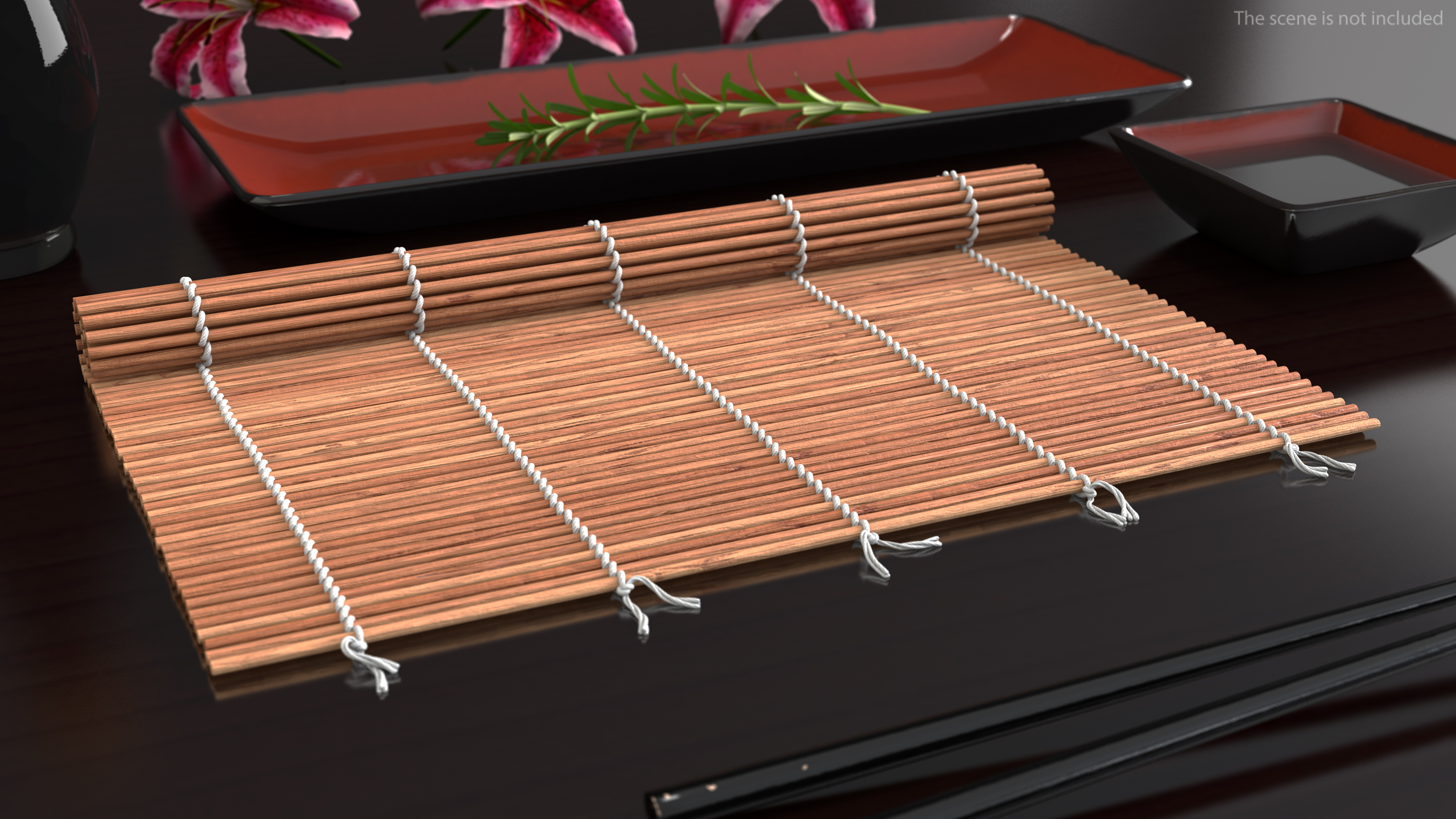 3D Bamboo Sushi Mat Half Rolled model