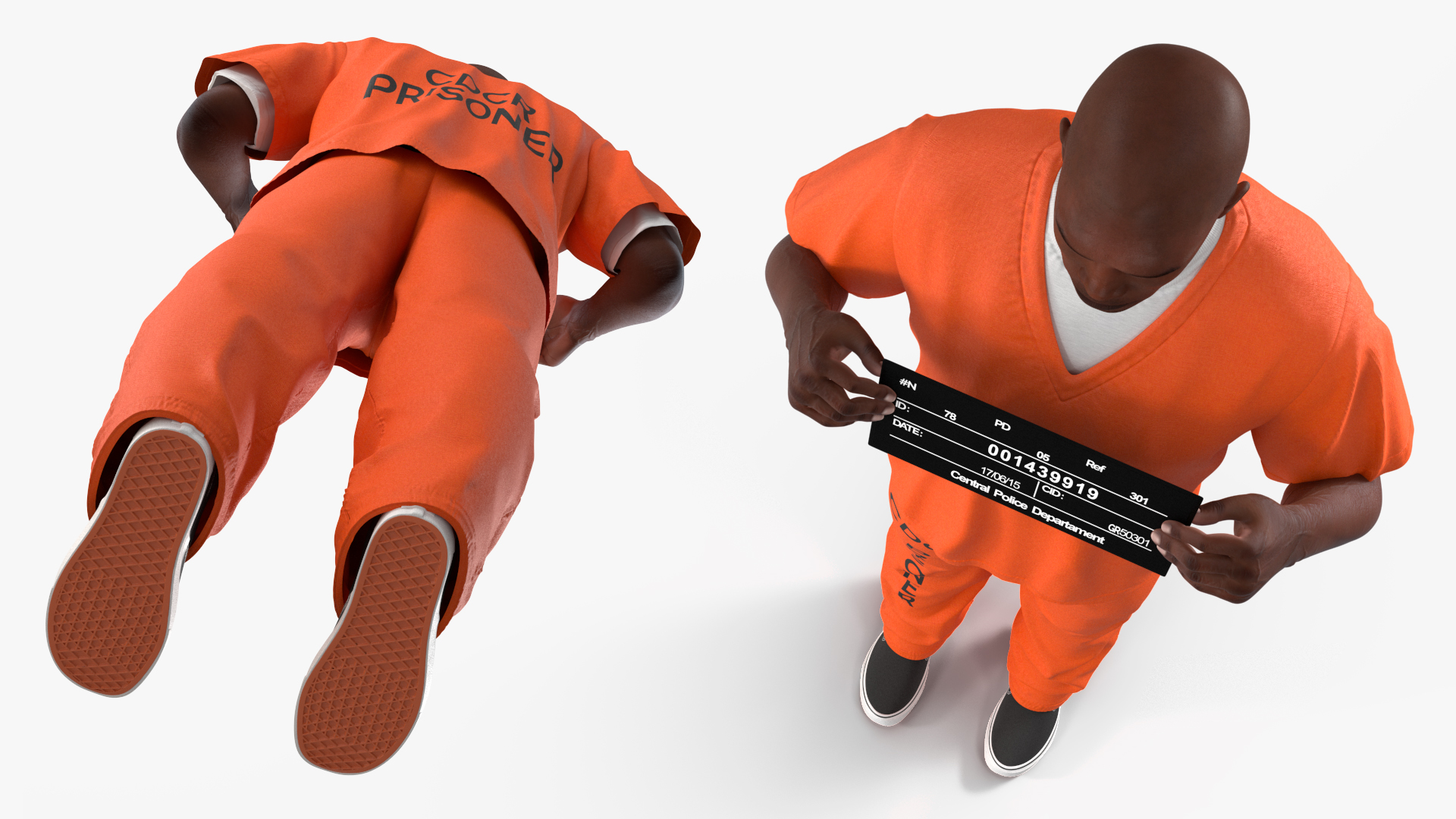 3D Black Male Prisoner with Mugshot Board model