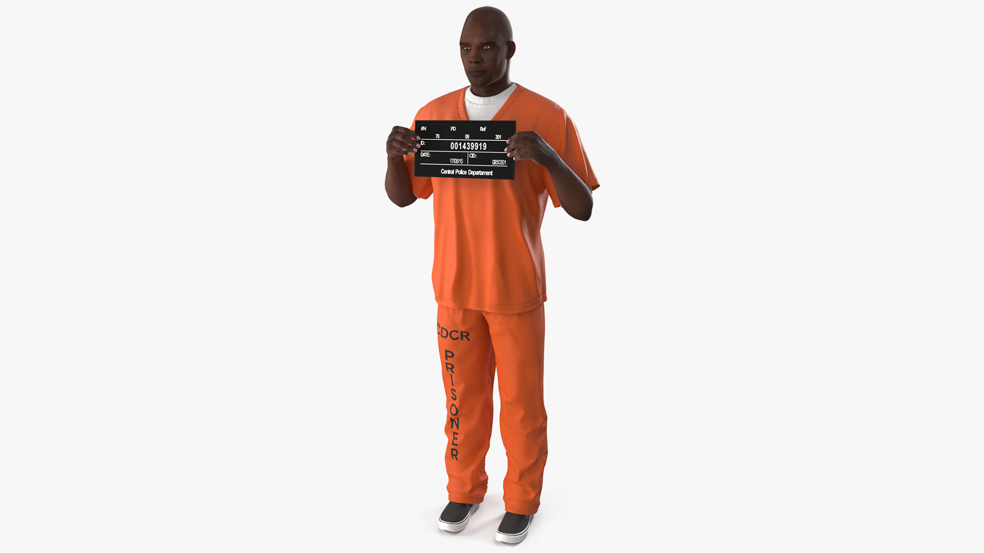 3D Black Male Prisoner with Mugshot Board model