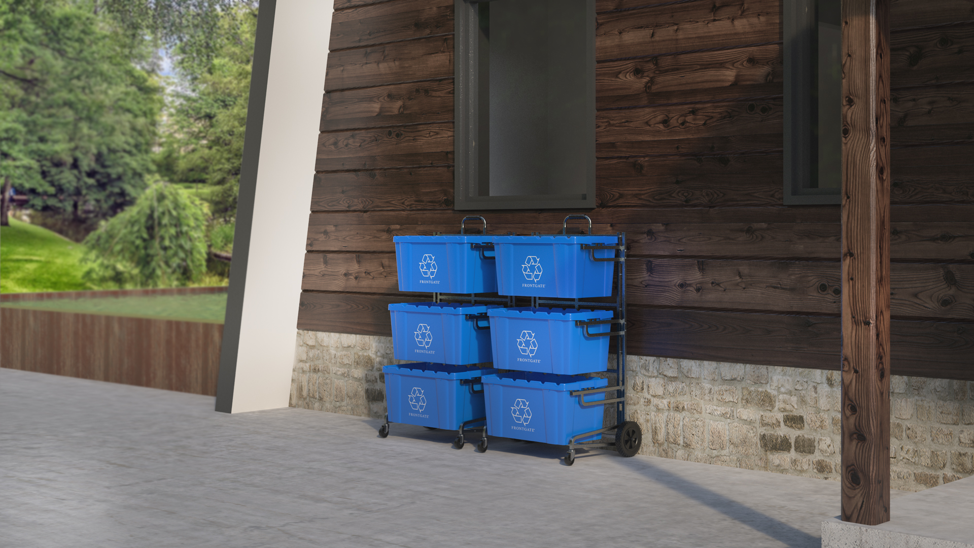 3D model Triple Bin Recycling Cart