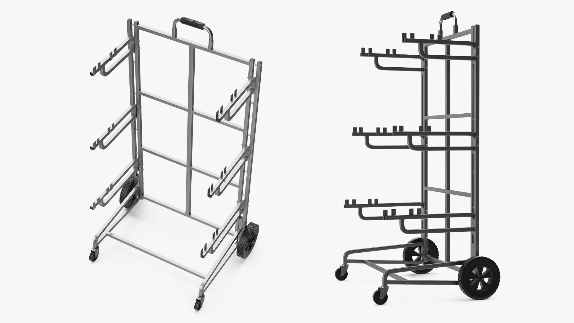 3D model Triple Bin Recycling Cart