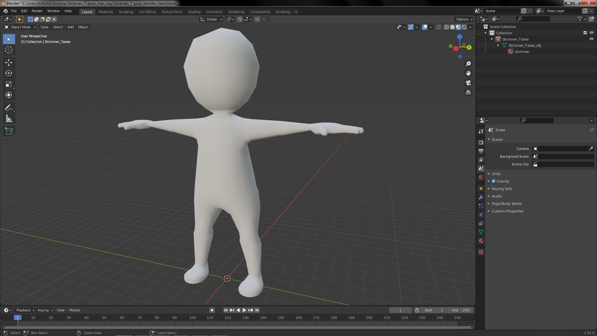 3D model Stickman T-pose