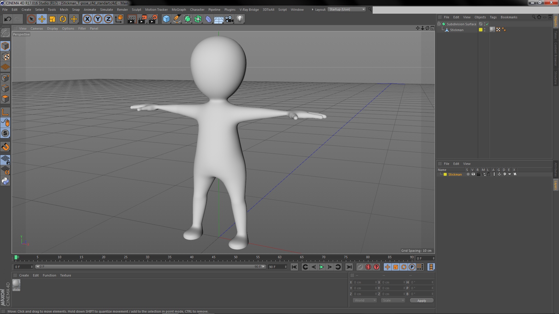 3D model Stickman T-pose