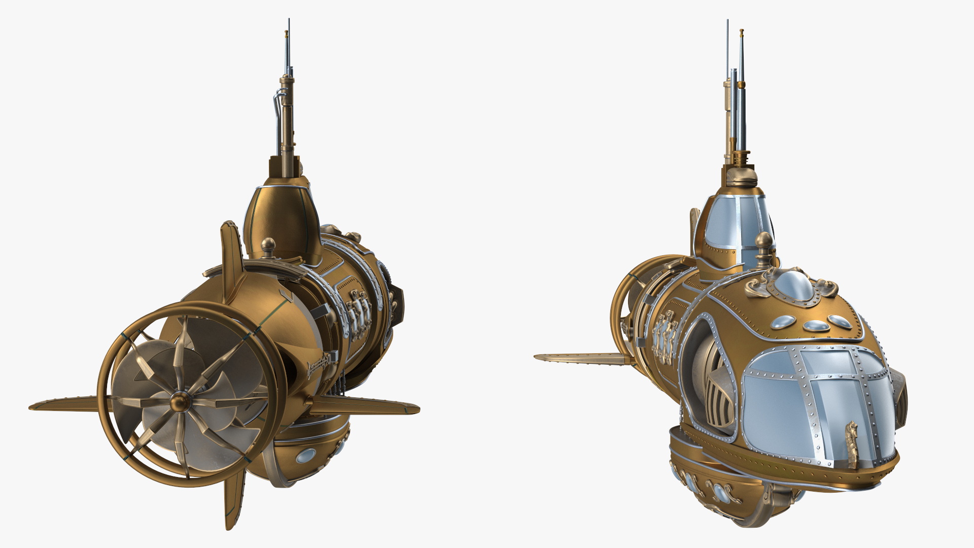 Fantasy Steampunk Submarine Bronze 3D model