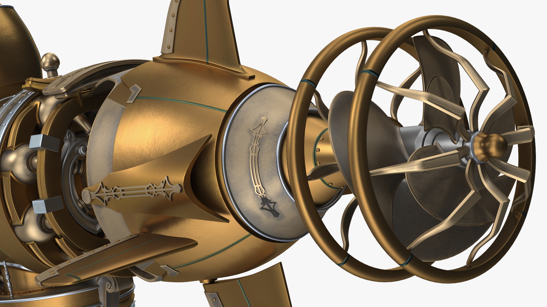 Fantasy Steampunk Submarine Bronze 3D model