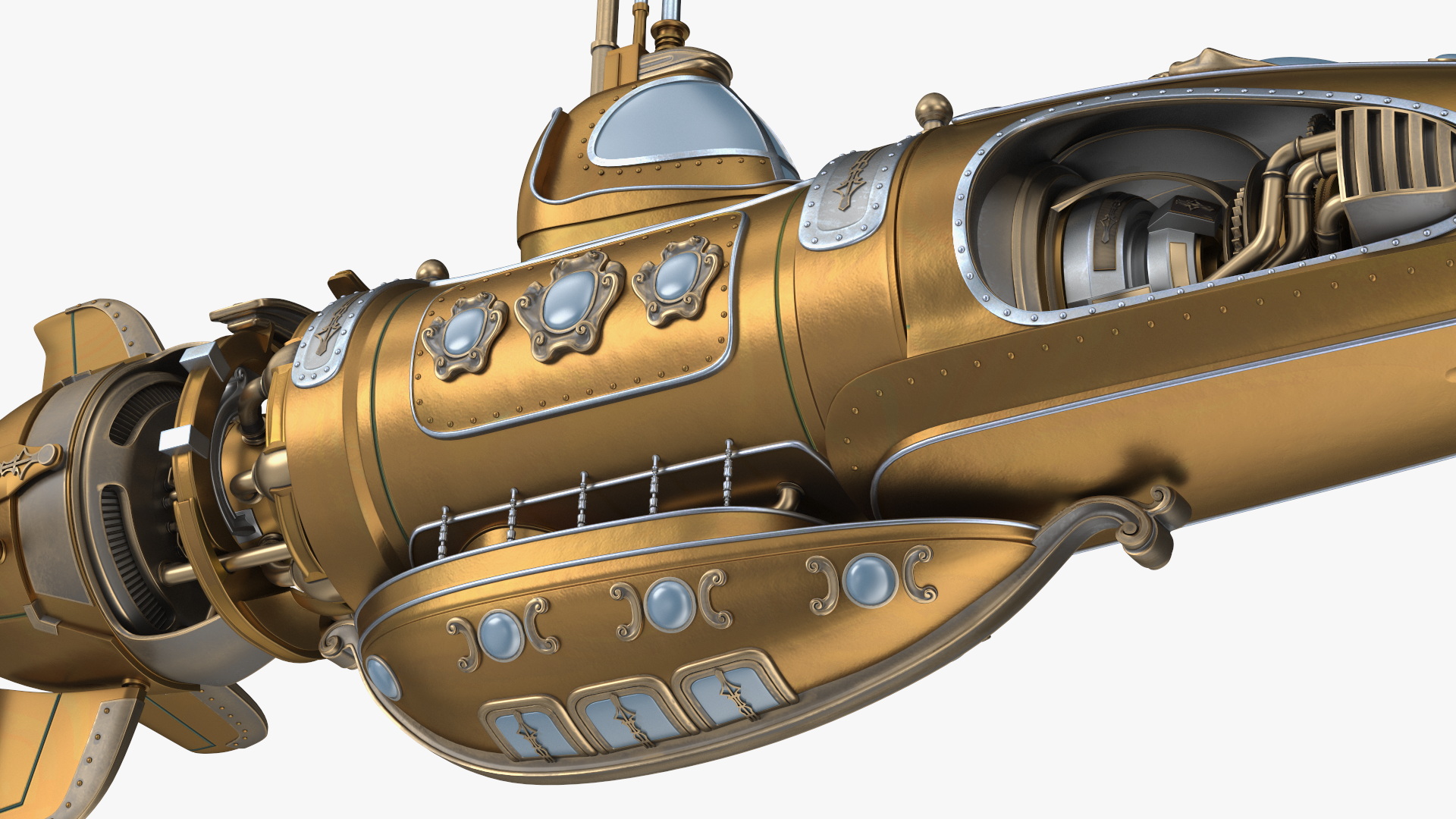 Fantasy Steampunk Submarine Bronze 3D model