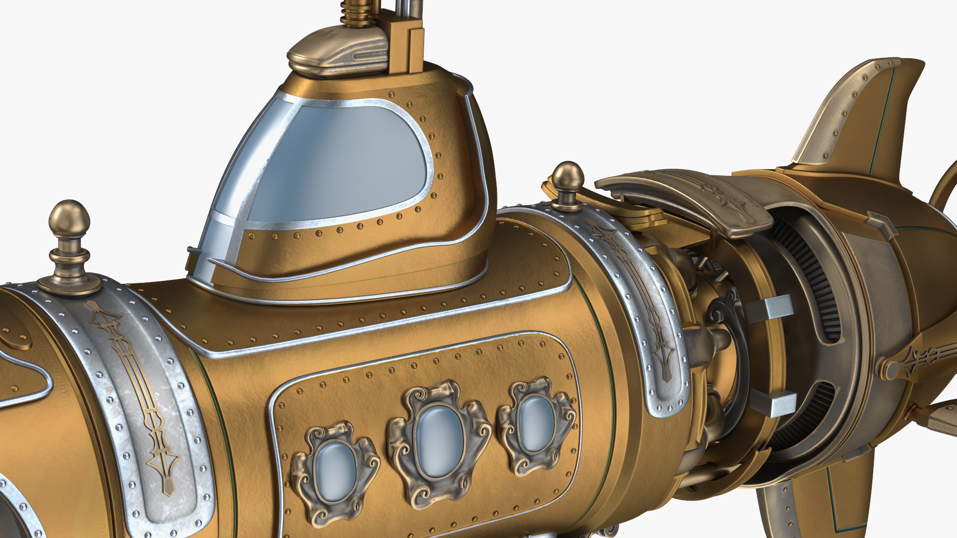 Fantasy Steampunk Submarine Bronze 3D model