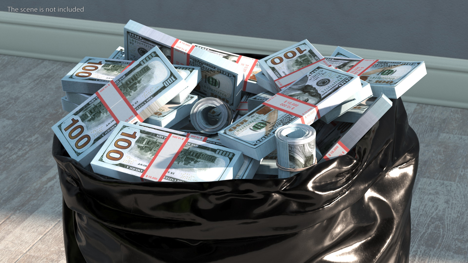 3D Trash Bag Full of Money model