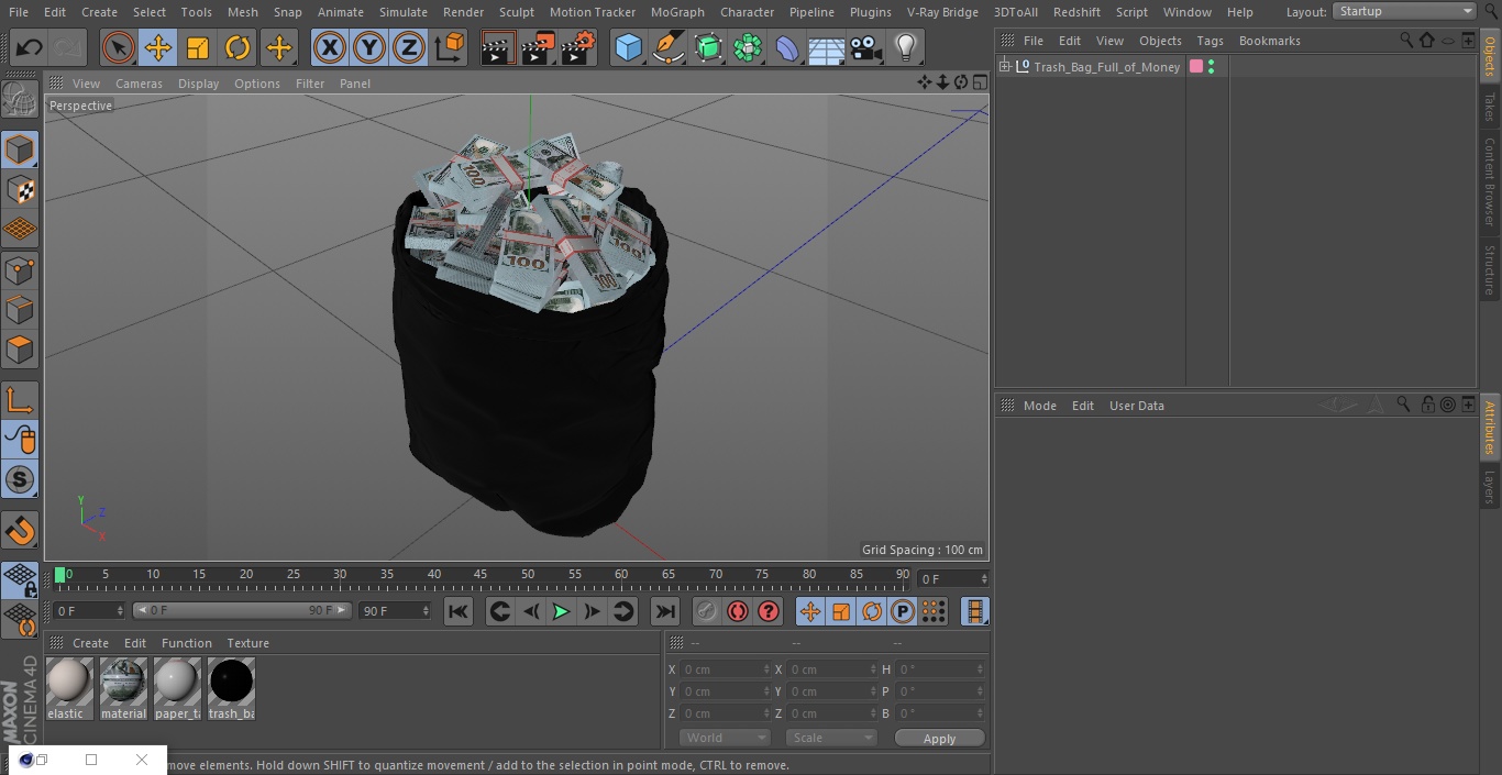 3D Trash Bag Full of Money model