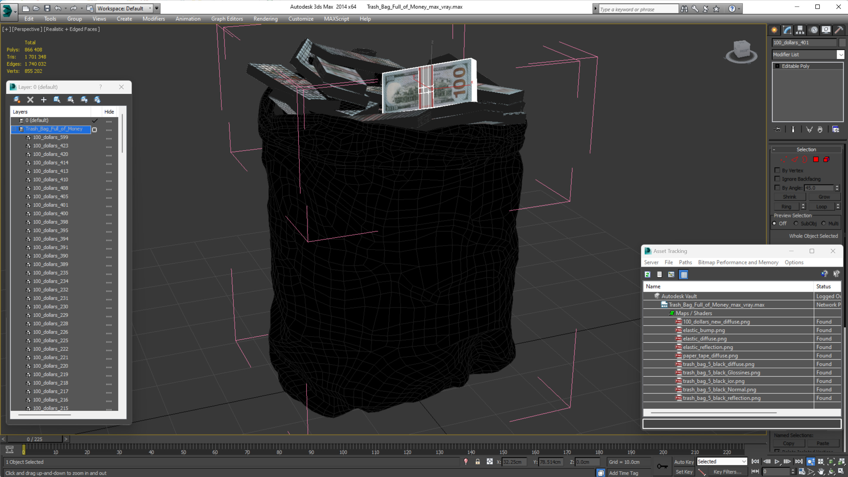 3D Trash Bag Full of Money model