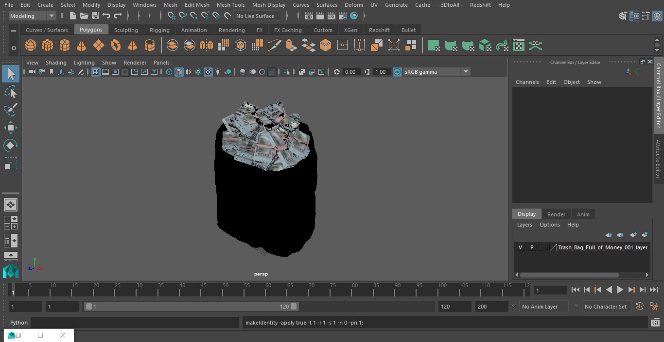 3D Trash Bag Full of Money model