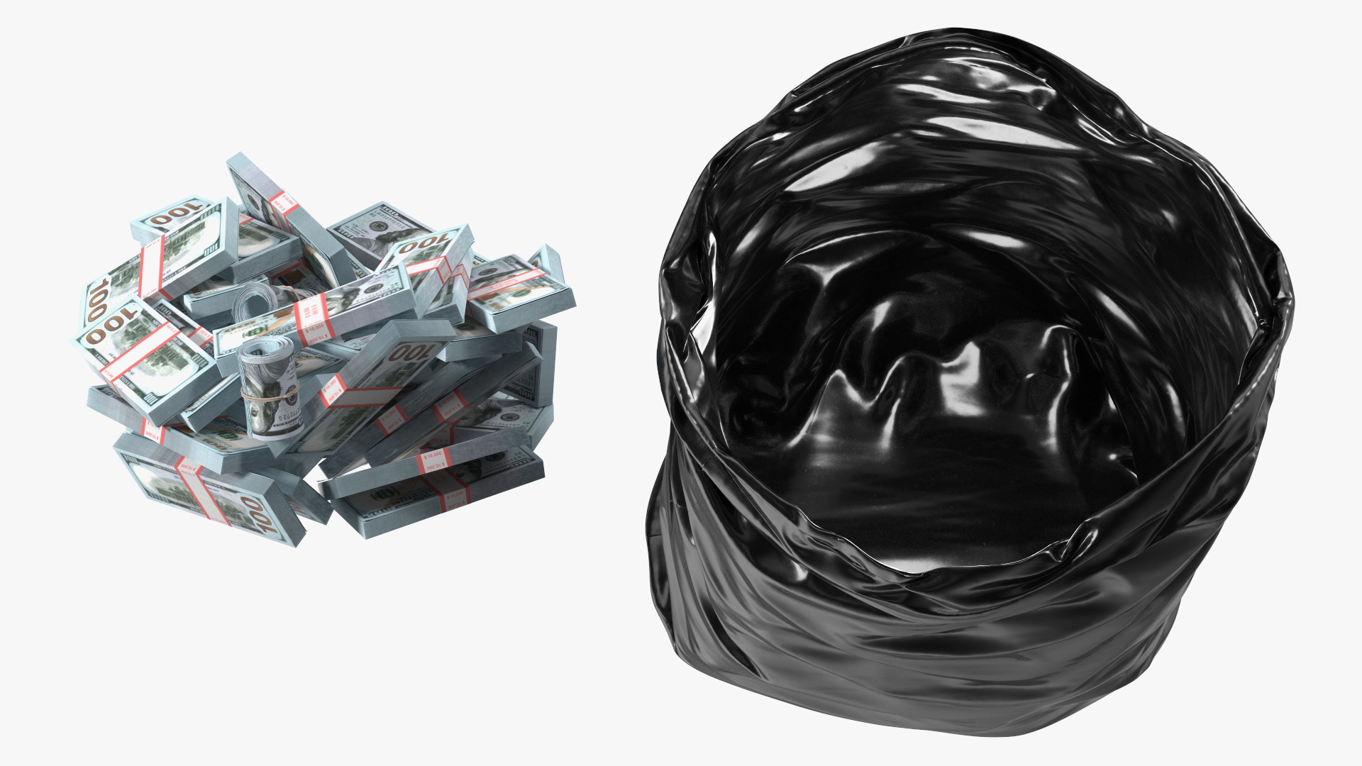 3D Trash Bag Full of Money model