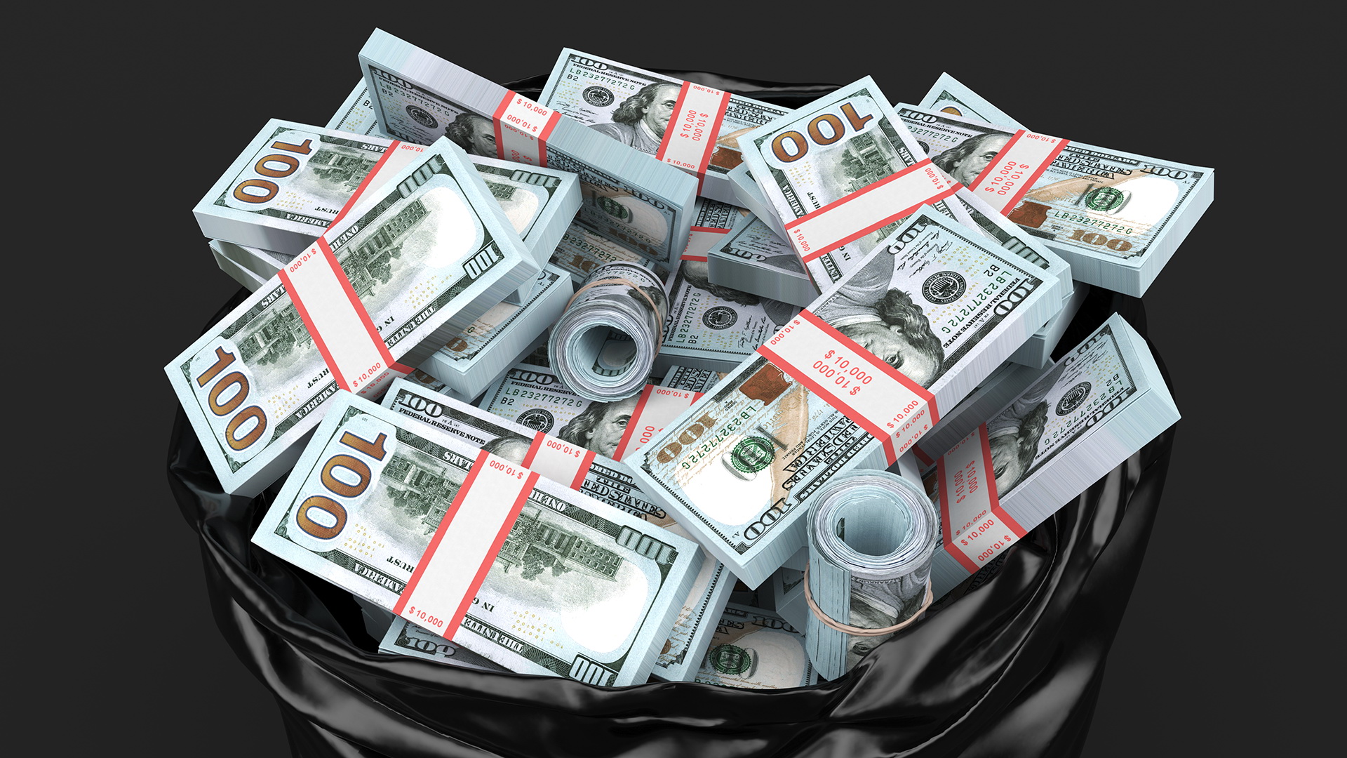 3D Trash Bag Full of Money model