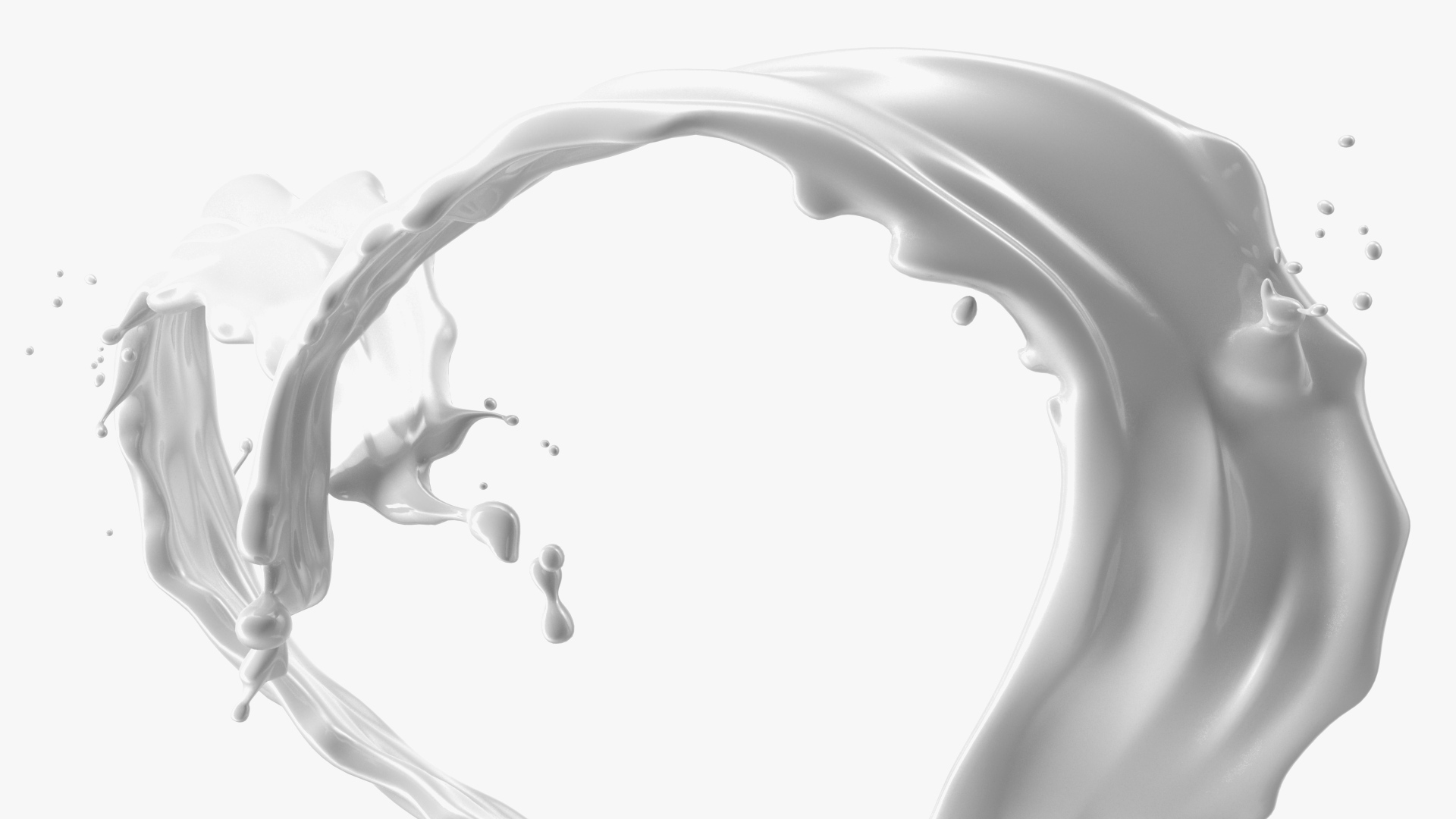 White Liquid Heart Shaped Splash 3D