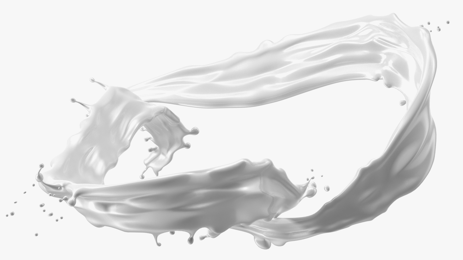 White Liquid Heart Shaped Splash 3D