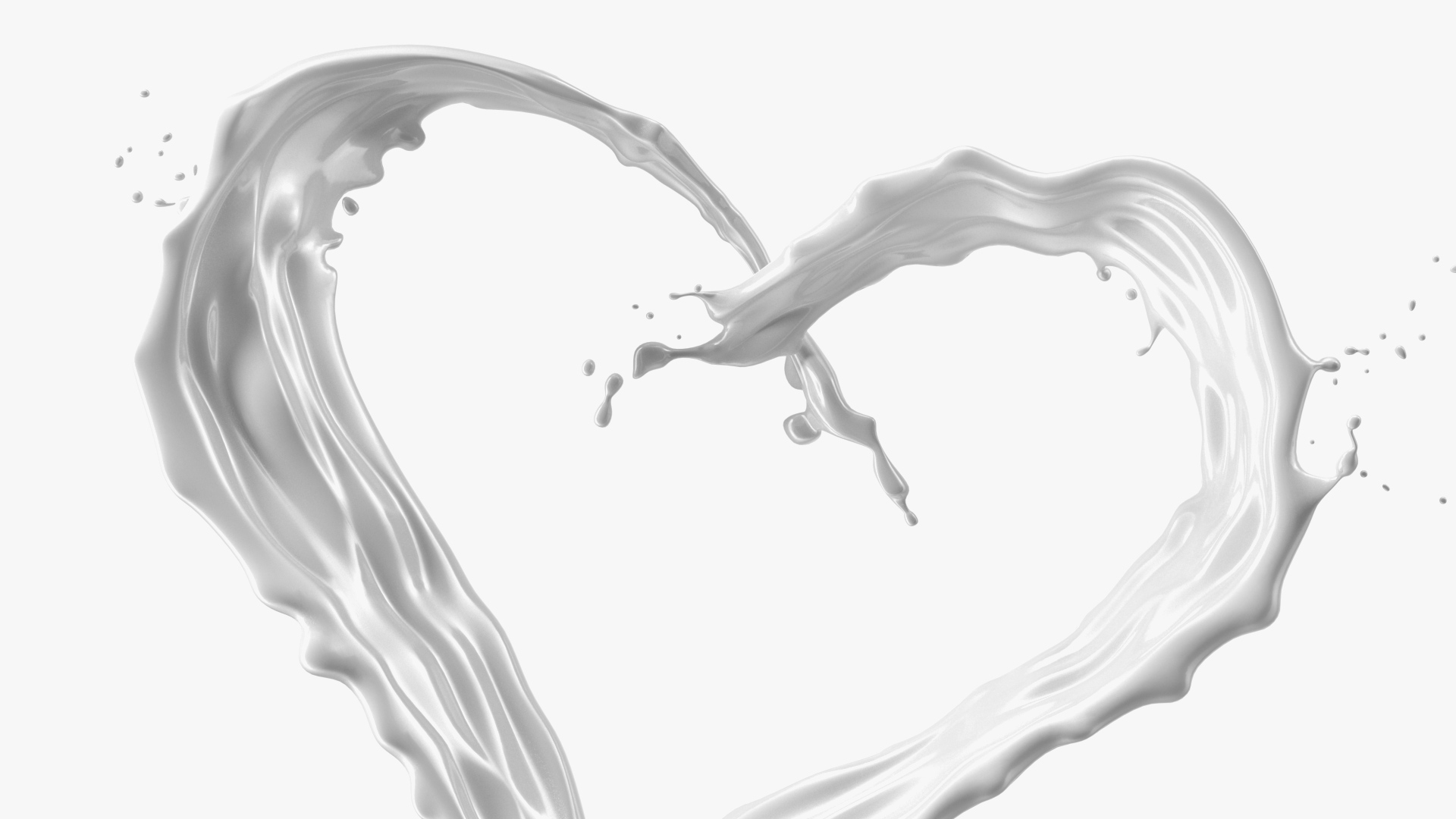 White Liquid Heart Shaped Splash 3D