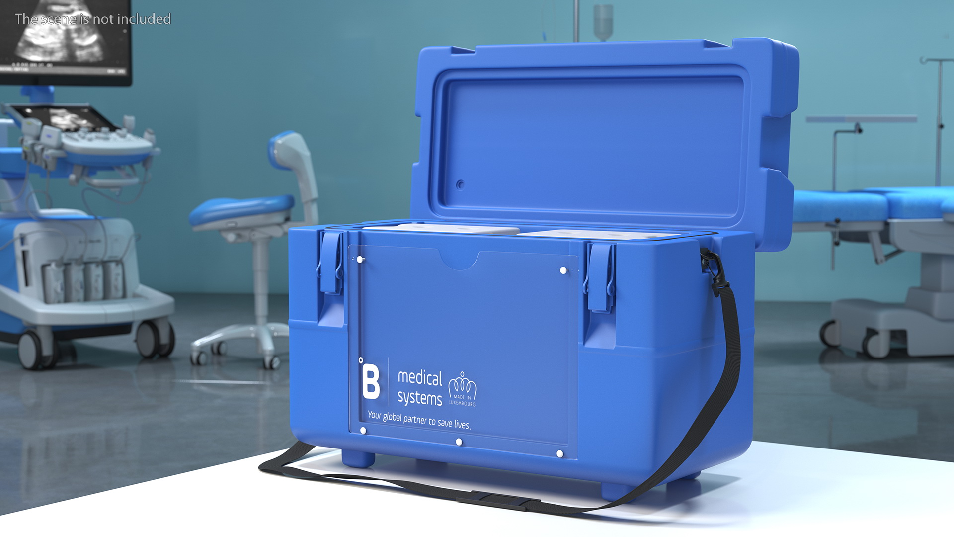 3D Open Vaccine Transport Box Blue