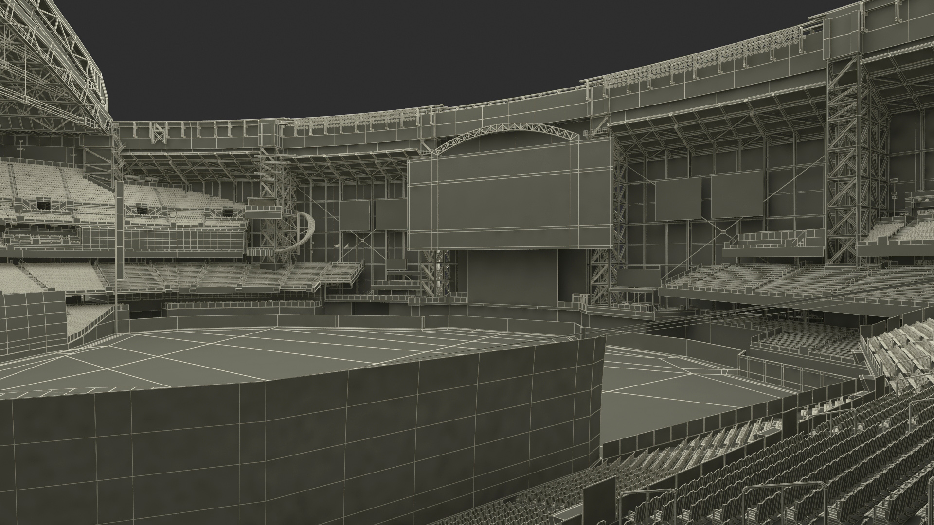 3D Baseball Stadium with Open Roof