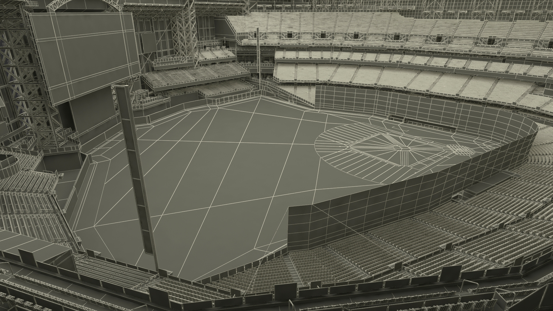 3D Baseball Stadium with Open Roof