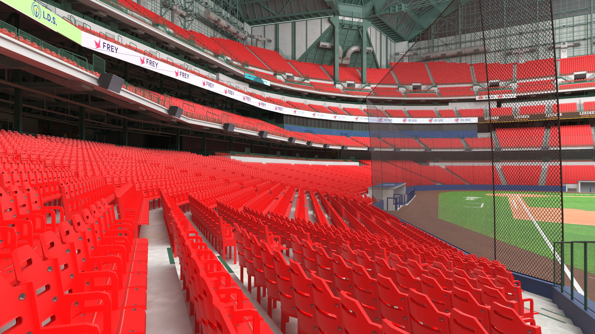 3D Baseball Stadium with Open Roof