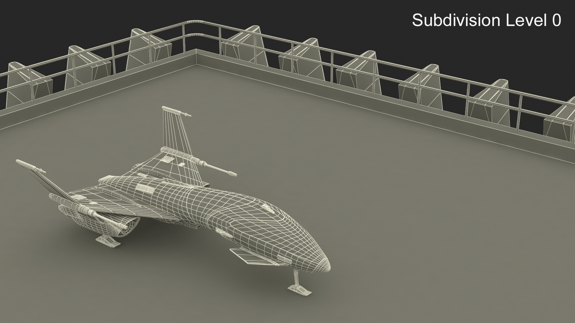 Sci Fi Fighter Spaceship on Landing Platform 3D model