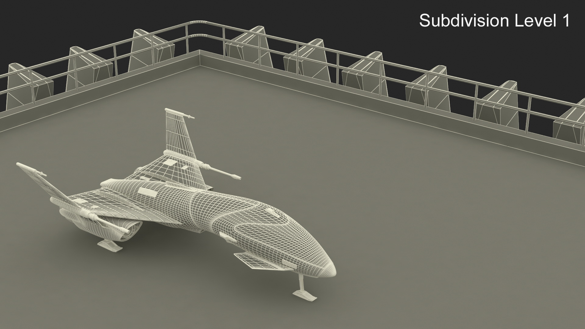 Sci Fi Fighter Spaceship on Landing Platform 3D model