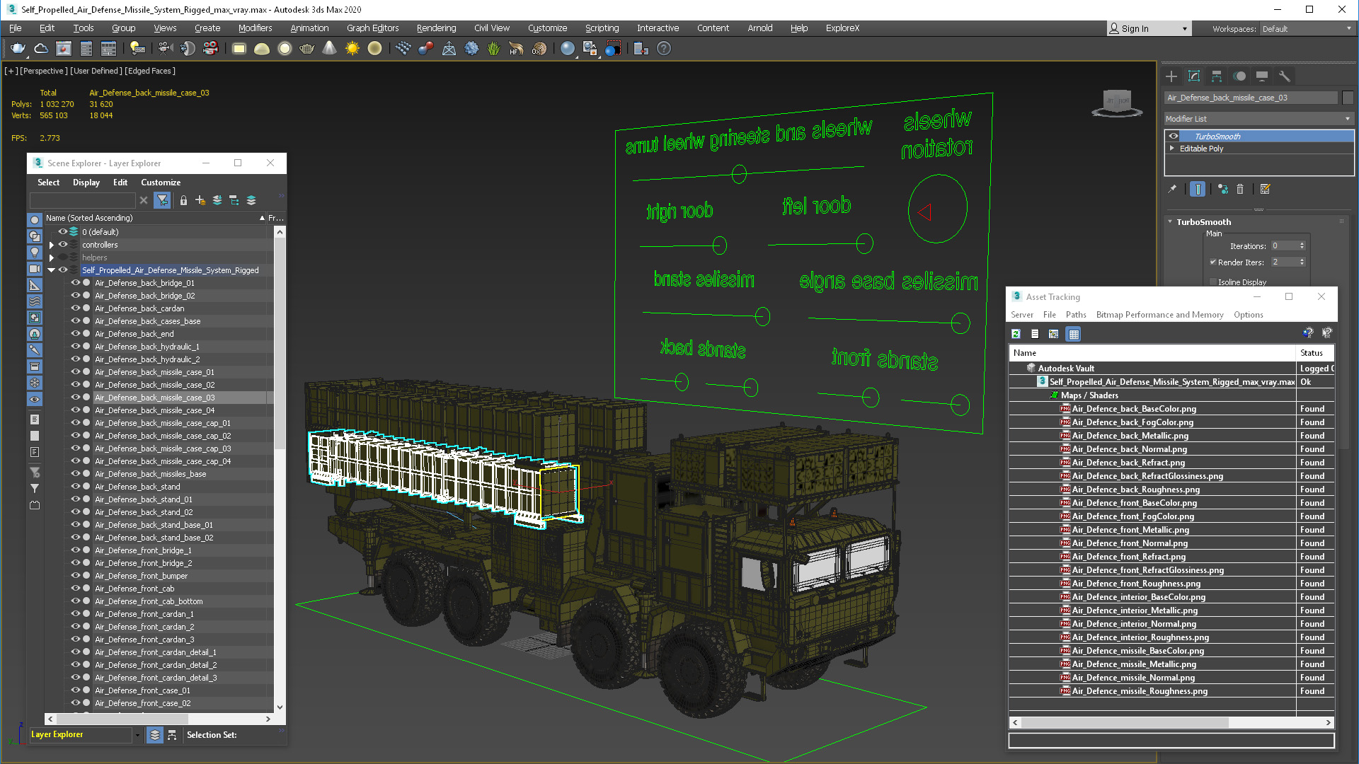 3D Self Propelled Air Defense Missile System Rigged model