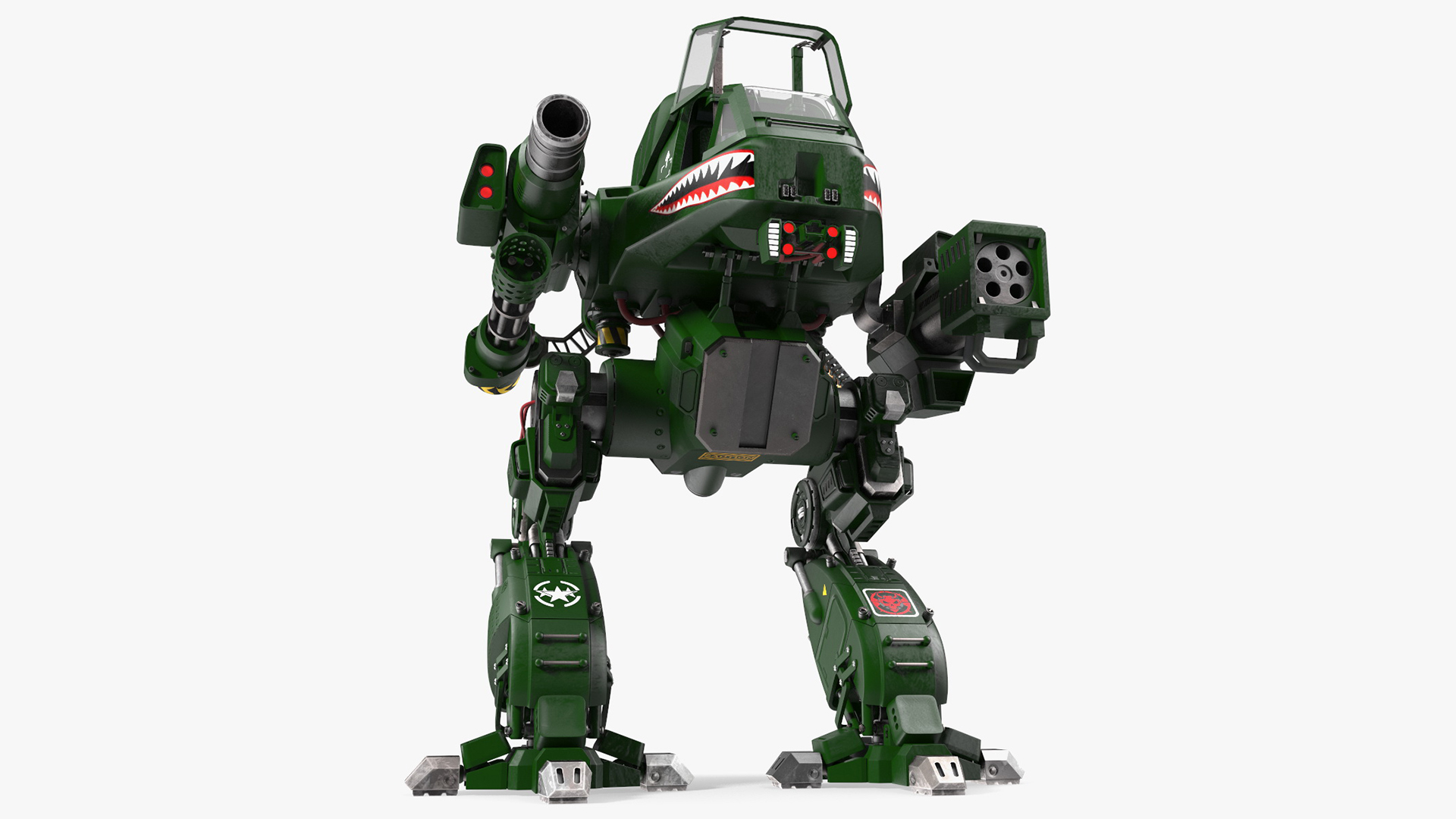 Futuristic Military Robot Empty Dark Green 3D