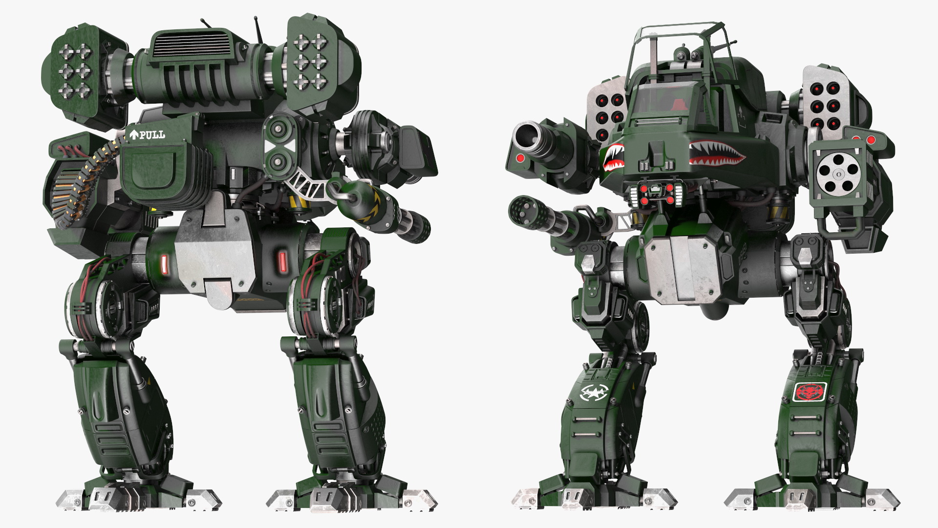 Futuristic Military Robot Empty Dark Green 3D