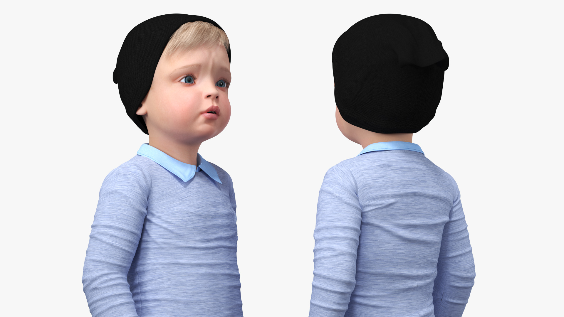 3D model Child in Fall Clothes Standing Pose