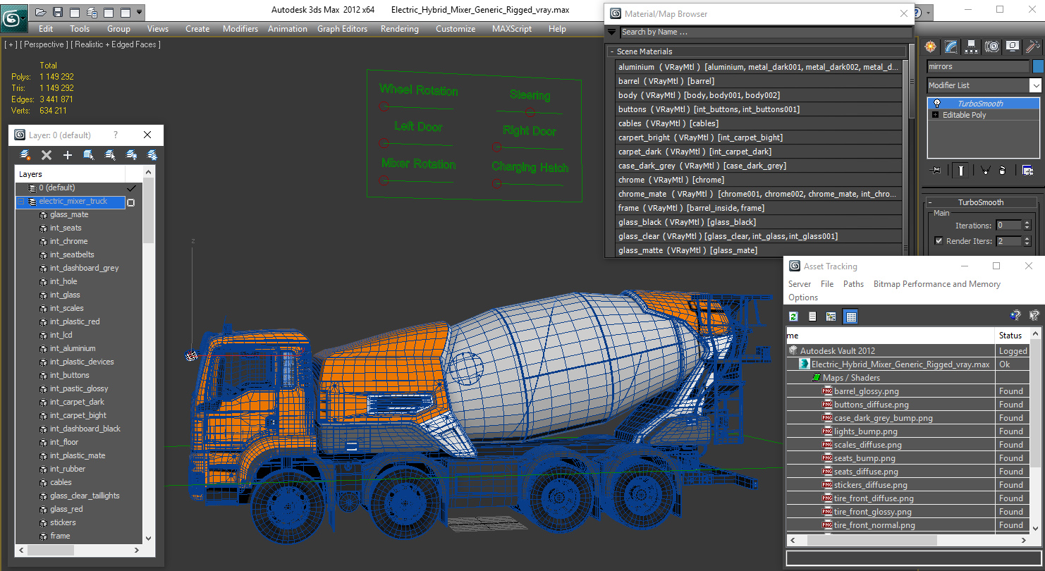 3D Electric Hybrid Mixer Generic Rigged